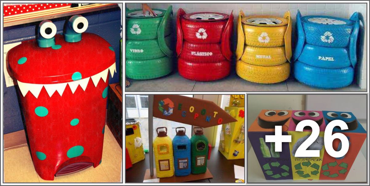 30 Ideas de puntos de reciclaje y papeleras para el aula